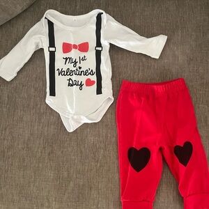 Boys Valentine's Day Baby Outfit with Red Pants 6-9 m